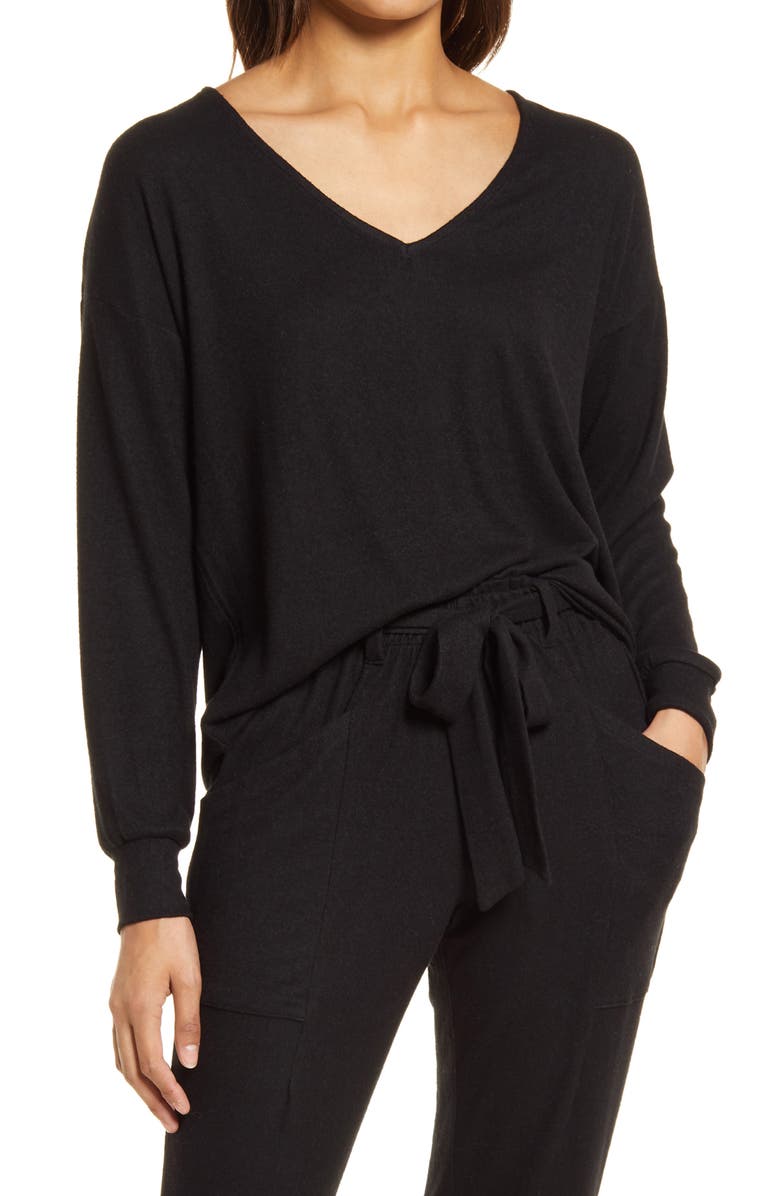 GIBSONLOOK V-Neck Fleece Top, Main, color, 