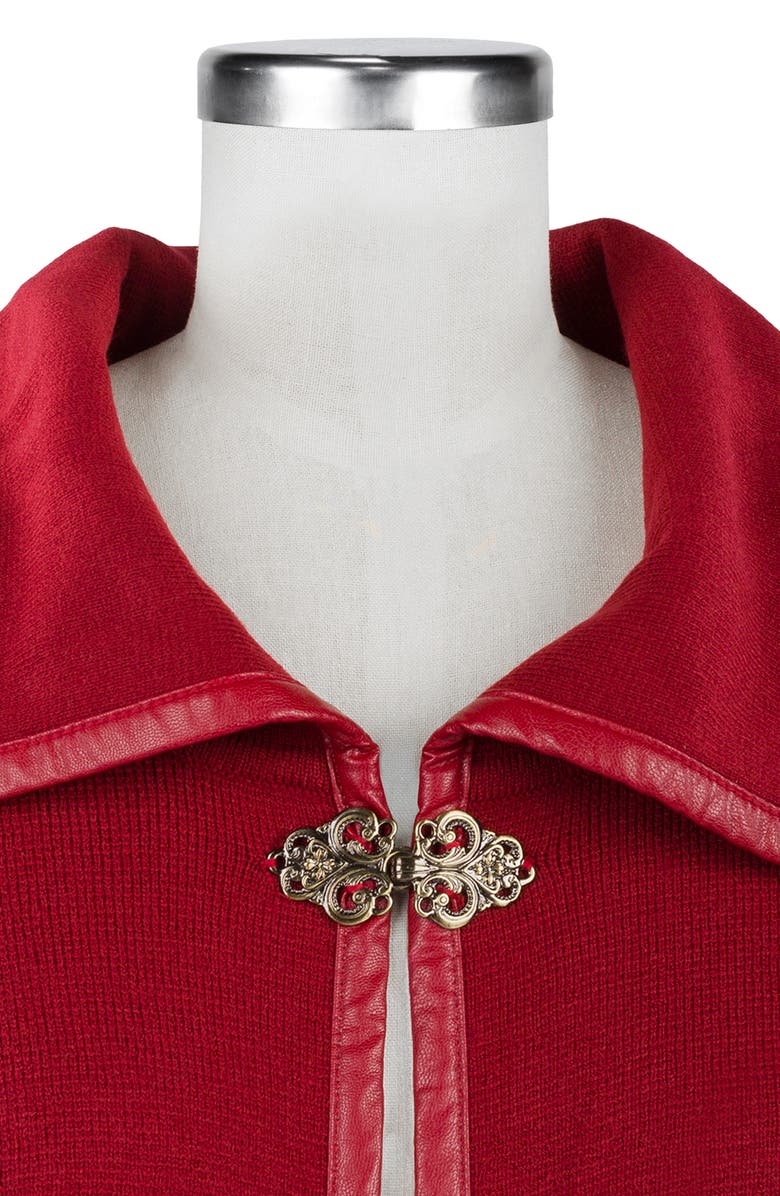 Patricia Nash Faux Leather Trim Cape, Alternate, color, Maron