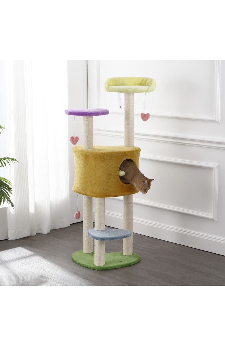 The Licker Store Aisling 4-Tier Modern Sisal Heart Cat Tree with Scratching Posts, Alternate, color, 