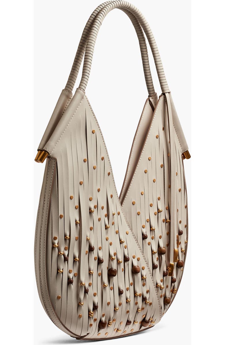 Donna Karan New York Baldwin Beaded Lasercut Mini Shoulder, Alternate, color, Sand