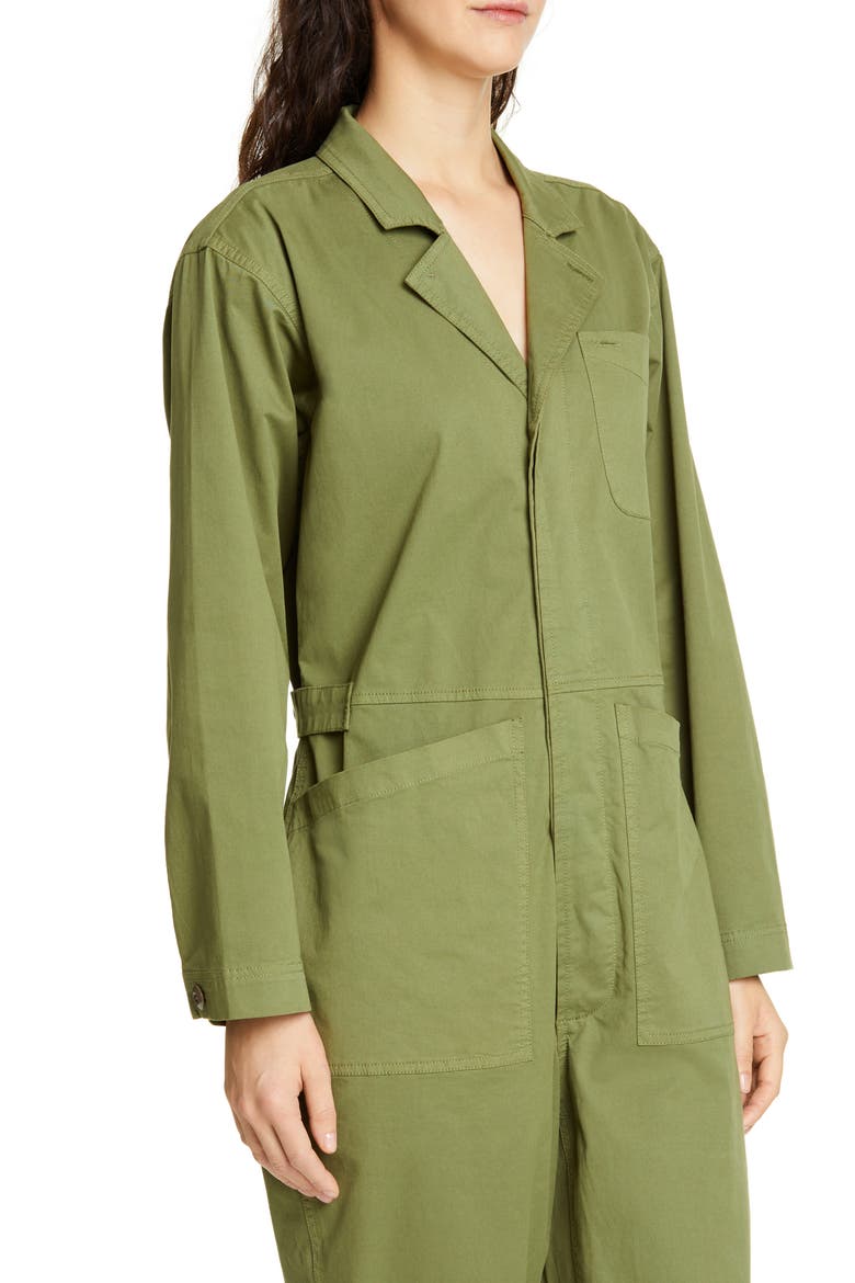 Stretch Cotton Jumpsuit, Alternate, color, ARMY GREEN