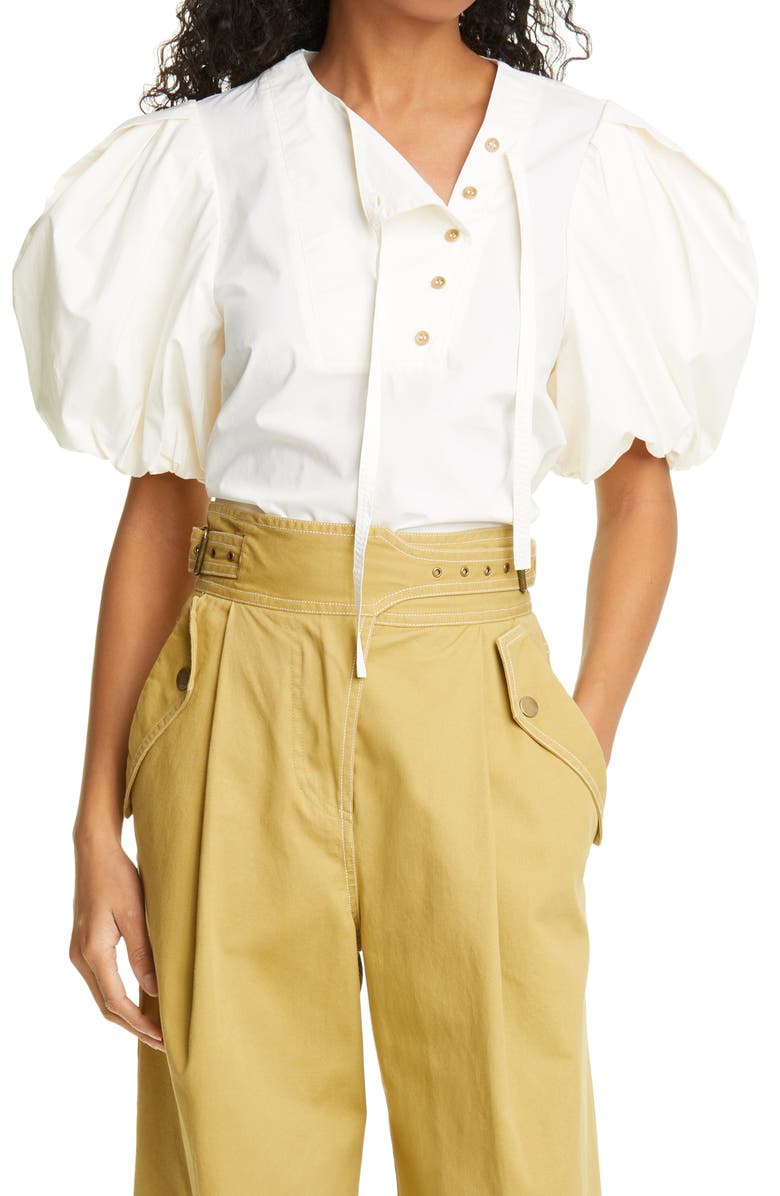 Ulla Johnson Elise Puff Sleeve Cotton Top, Main, color,