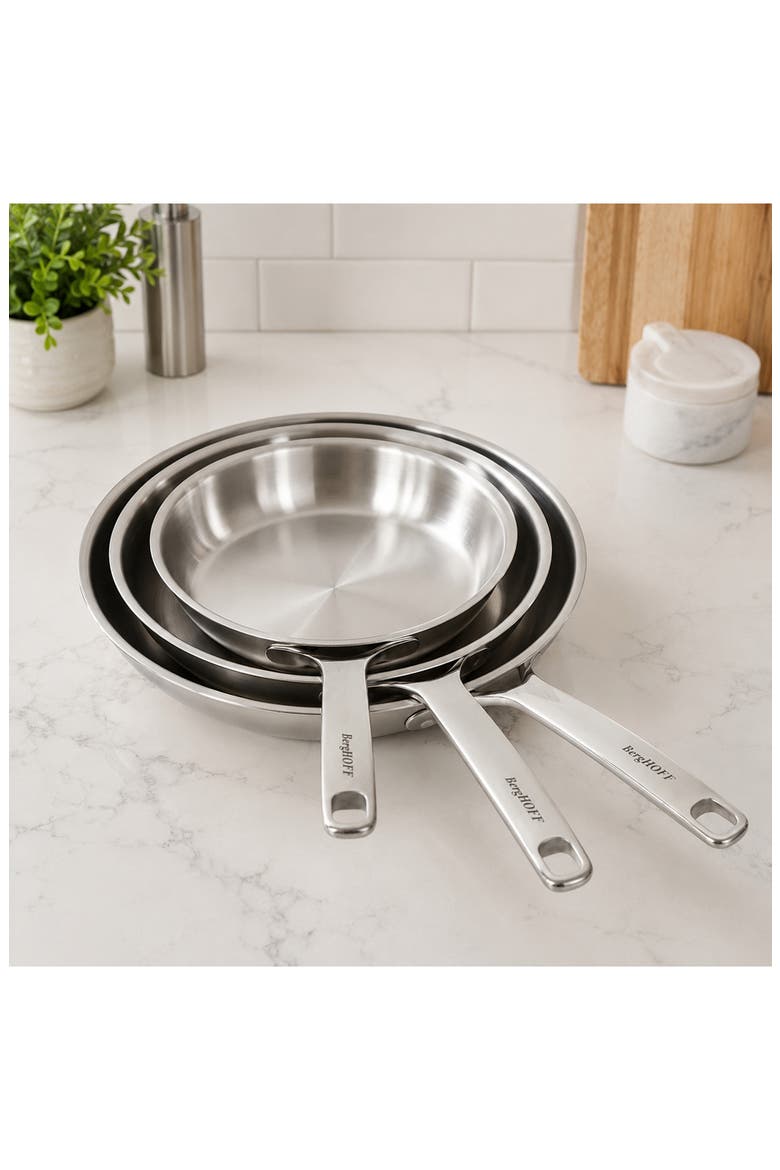Dina Helix 3-Piece Stainless Steel Frying Pan Set, Alternate, color, SILVER