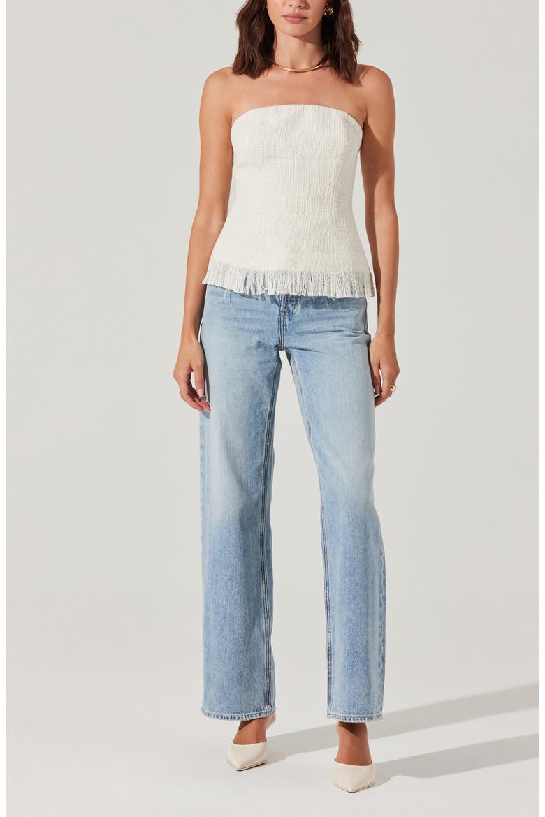 Lorene Strapless Tweed Top, Alternate, color, CREAM