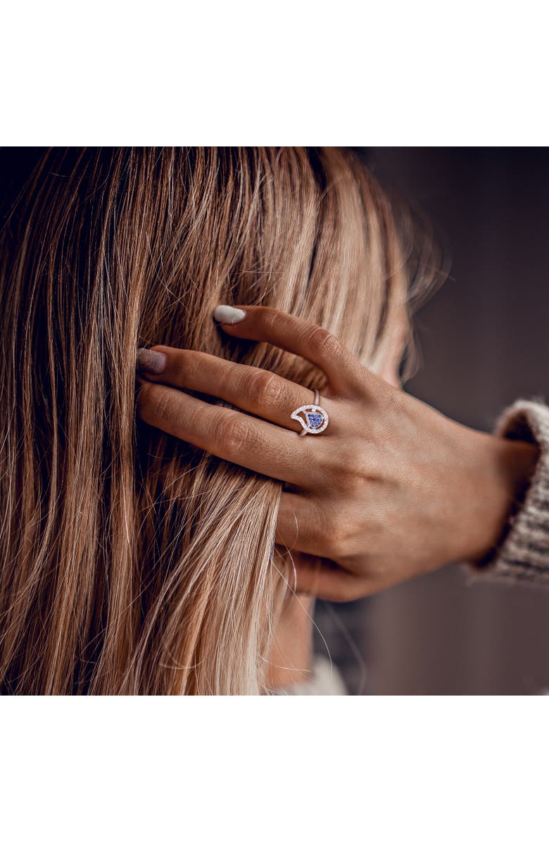Julianna B. White Topaz & Created Blue Sapphire Halo Ring, Alternate, color, Lab-Created Sapphire