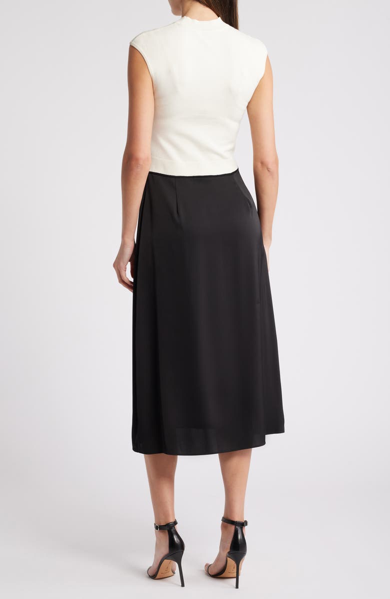 BOSS Ferdola Mixed Media Dress, Alternate, color, Black White Combo