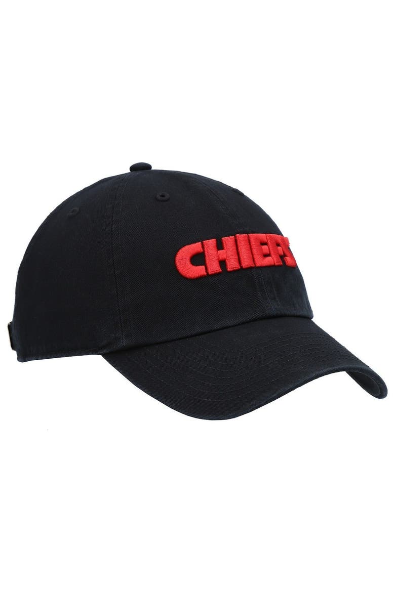 Men's '47 Black Kansas City Chiefs Clean Up Script Adjustable Hat, Alternate, color, Black