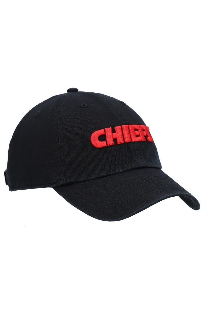 '47 Men's '47 Black Kansas City Chiefs Clean Up Script Adjustable Hat, Alternate, color, Black