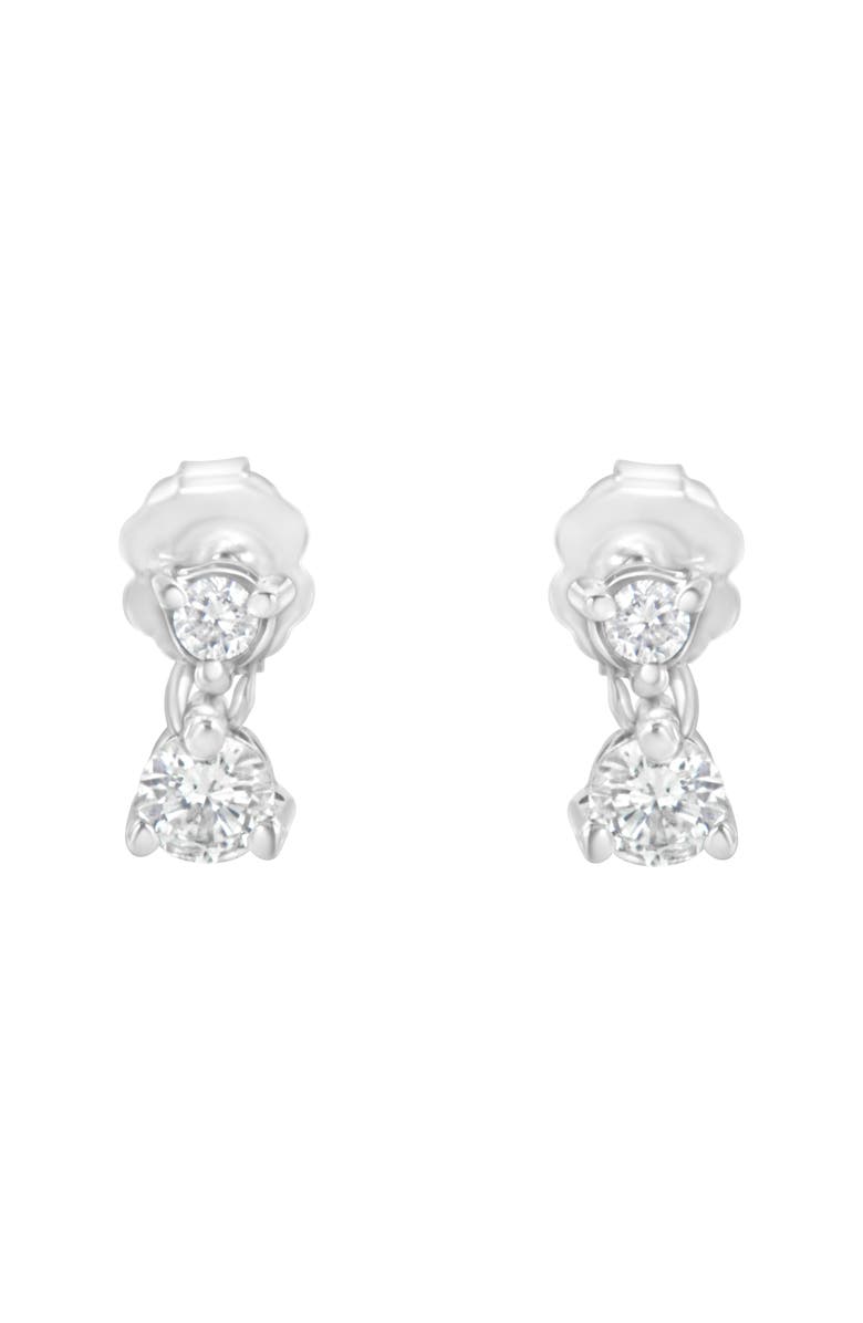 Haus of Brilliance 14KT White Gold 1/2 Ct Double Diamond Dangle Stud Earrings, Alternate, color, White