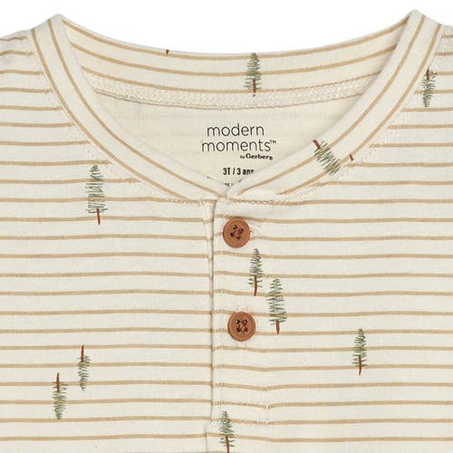 Modern Moments™ By Gerber Henley Shirt & Pant Set In Light Beige Trees