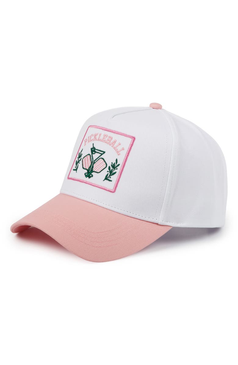 David & Young Pickleball Embroidered Patch Cotton Baseball Cap, Main, color, Pink