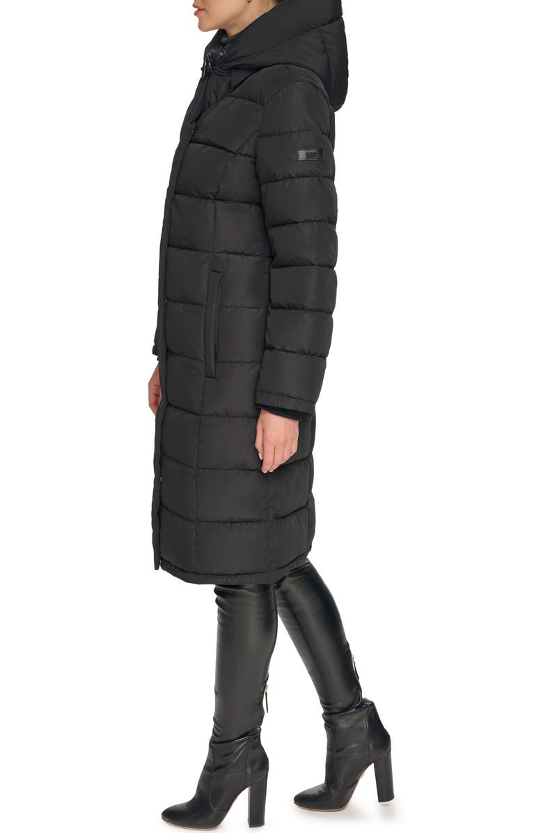 DKNY Water Resistant Hooded Bib Long Puffer Jacket, Alternate, color, 