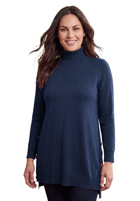 Side Button Turtleneck