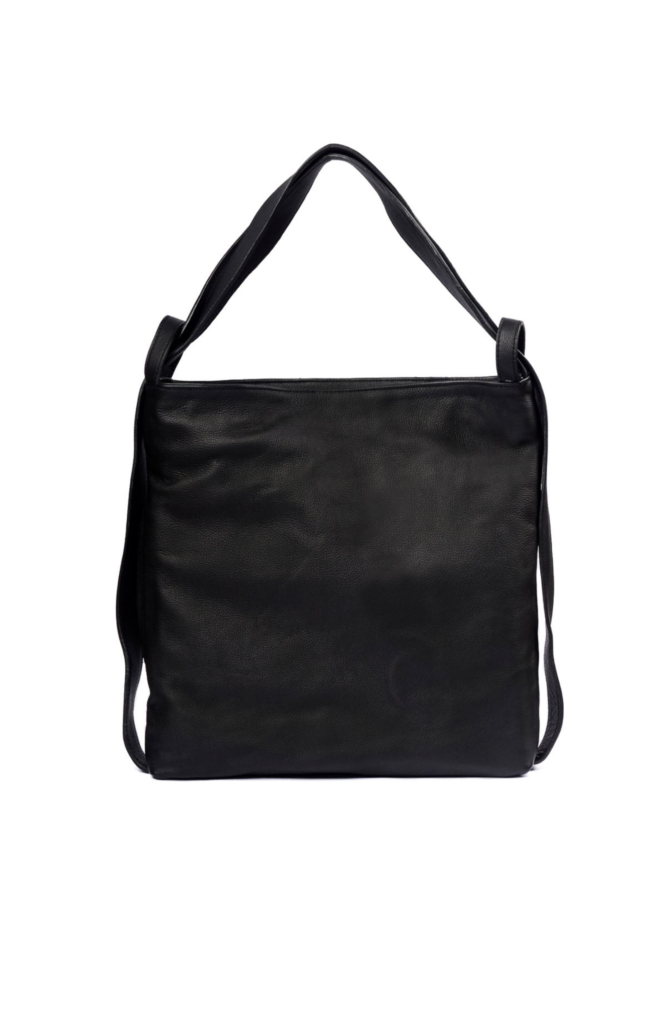 Mandrn Woven Convertible Leather Tote to Backpack, Alternate, color, Black