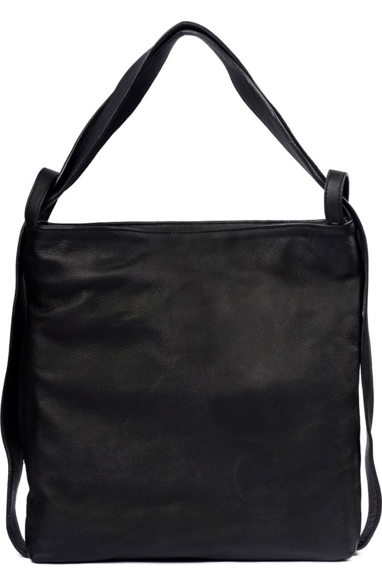 Mandrn Woven Convertible Leather Tote to Backpack, Alternate, color, Black