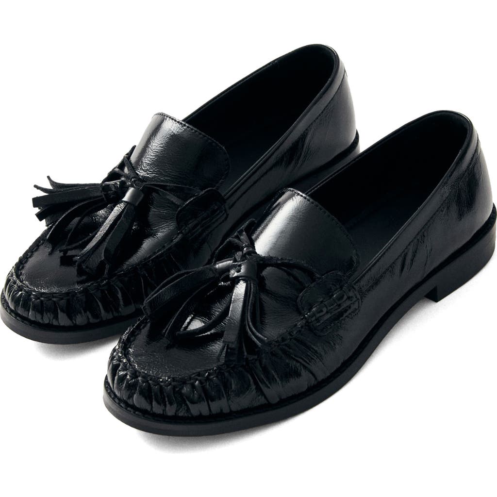 Alohas Marietta Onix Black Leather Loafers In Black