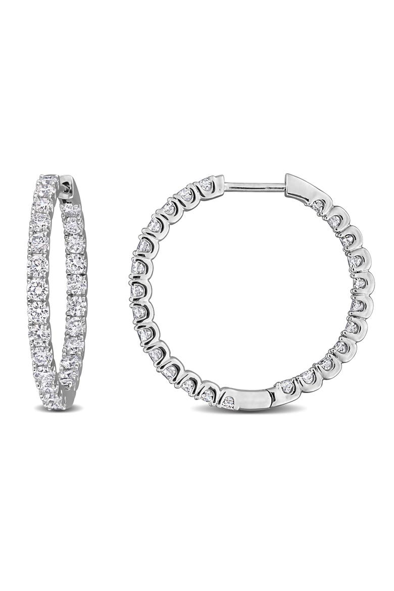 2 CTW Lab-Grown Diamond Hoop Earrings, Main, color, Sterling Silver