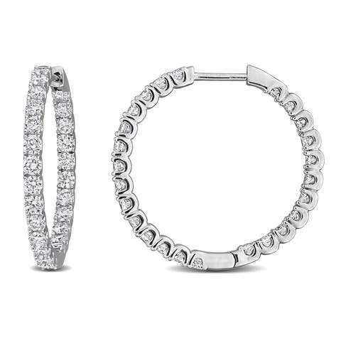 2 CTW Lab-Grown Diamond Hoop Earrings
