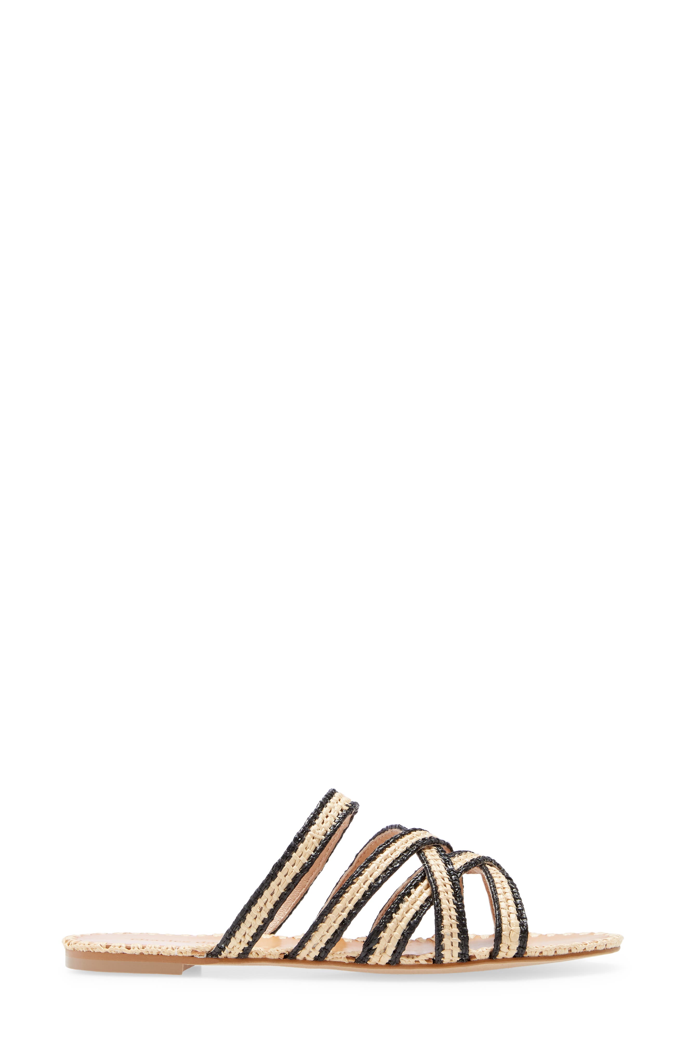 Stanza Slide Sandal, Alternate, color, NATURAL/ BLACK RAFFIA