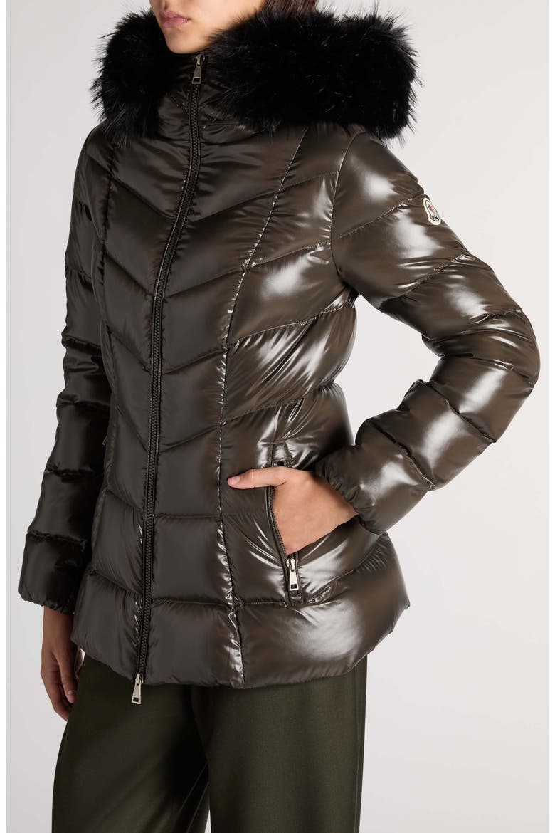 Fulmar Down Puffer Jacket with Faux Fur Trim, Alternate, color, GREEN