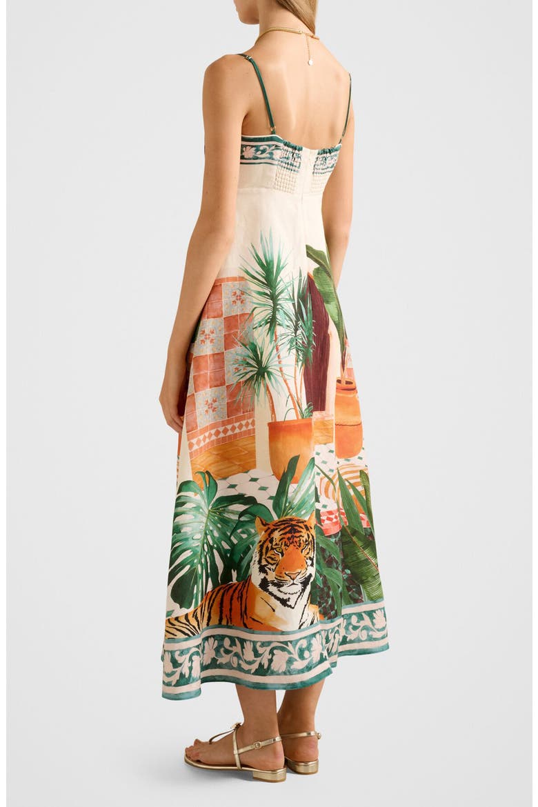 Bianca Print Linen Blend Midi Dress, Alternate, color, CASABLANCA HOLIDAY