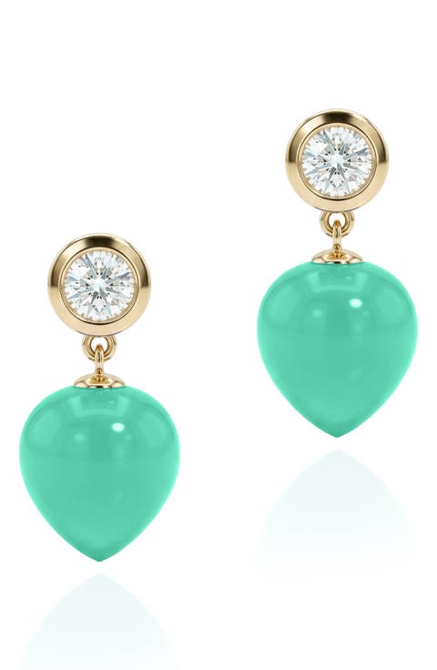 Naughty 18k Gold Diamond & Rutilated Quartz Drop Earrings