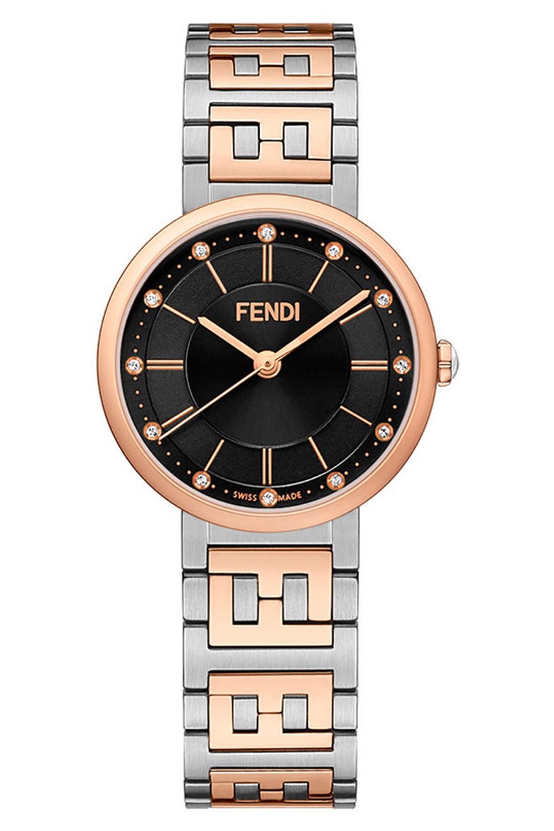 Forever Fendi Bracelet Watch, 29mm, Main, color, ROSE GOLD/STAINLESS STEEL