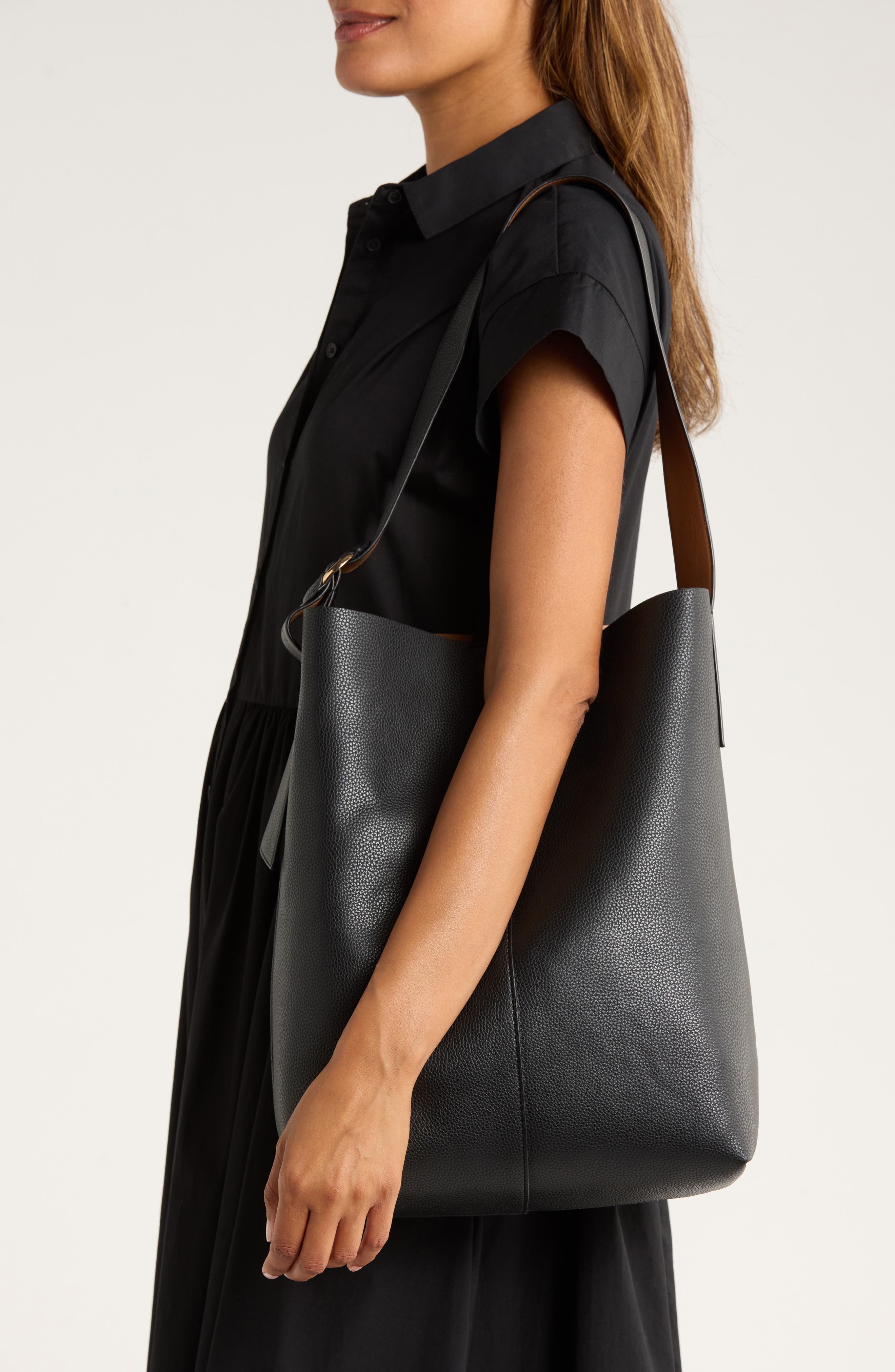 MUNDI SMALL LEATHER GOODS Erika Hobo Bag, Alternate, color, Black