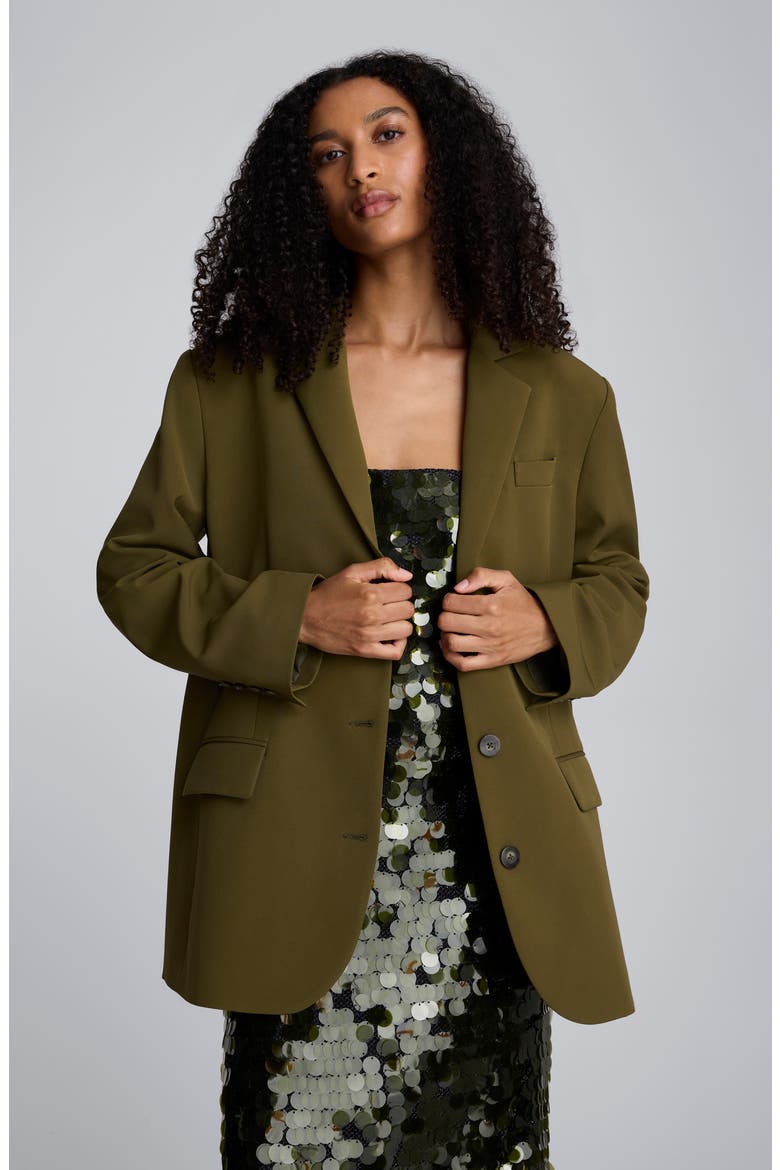 Three-Button Boyfriend Blazer, Alternate, color, OLIVE GREEN