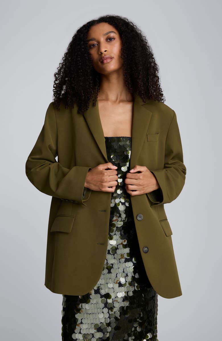 Kenneth Cole Three-Button Boyfriend Blazer, Alternate, color, Olive Green