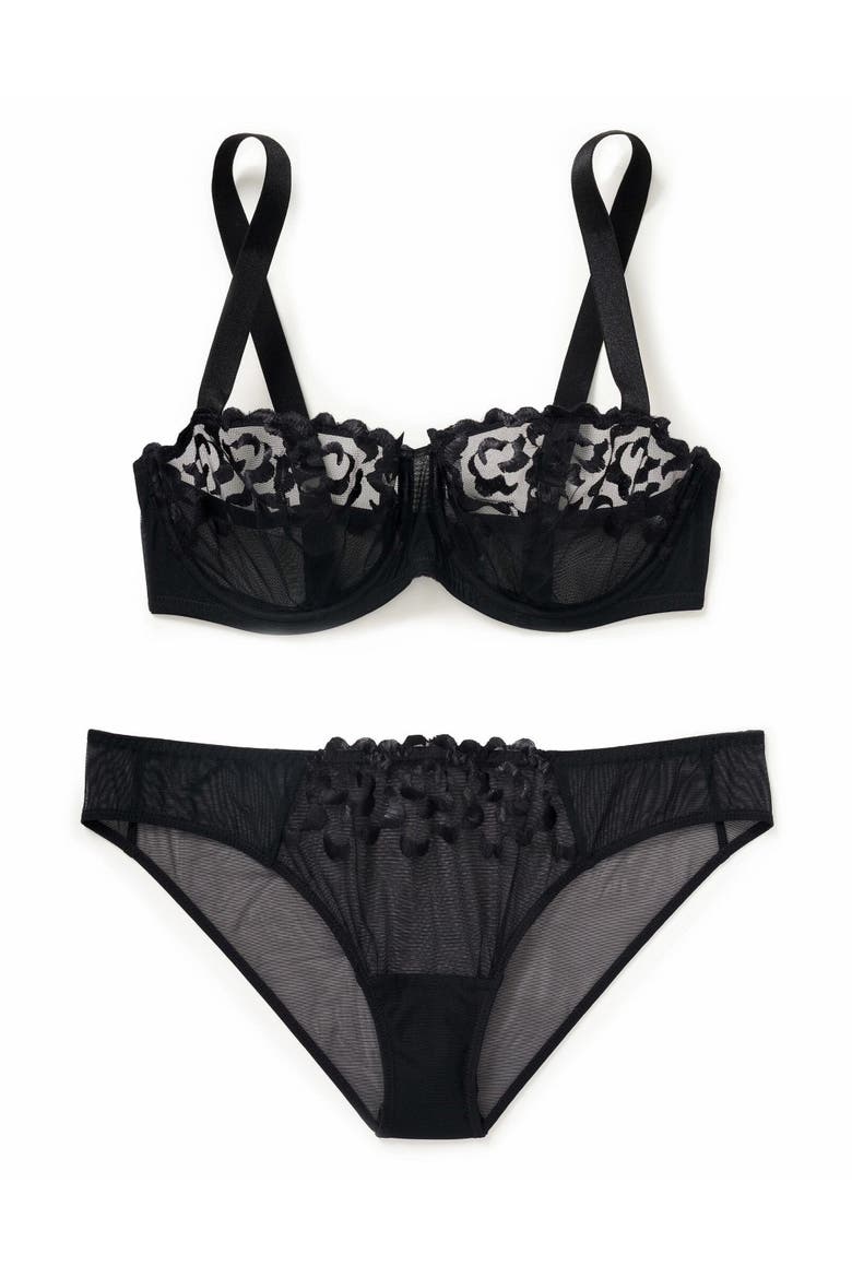 Tiana Unlined Balconette Bra, Alternate, color, Black