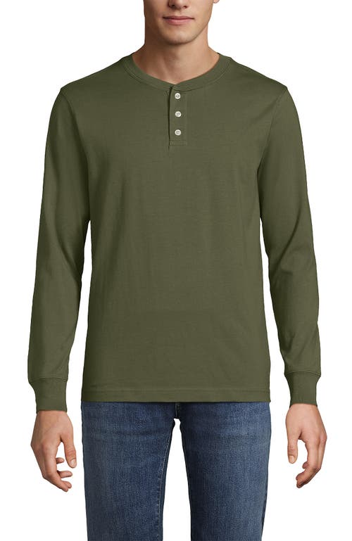 Lands' End Super-t Long Sleeve Henley Shirt In Green