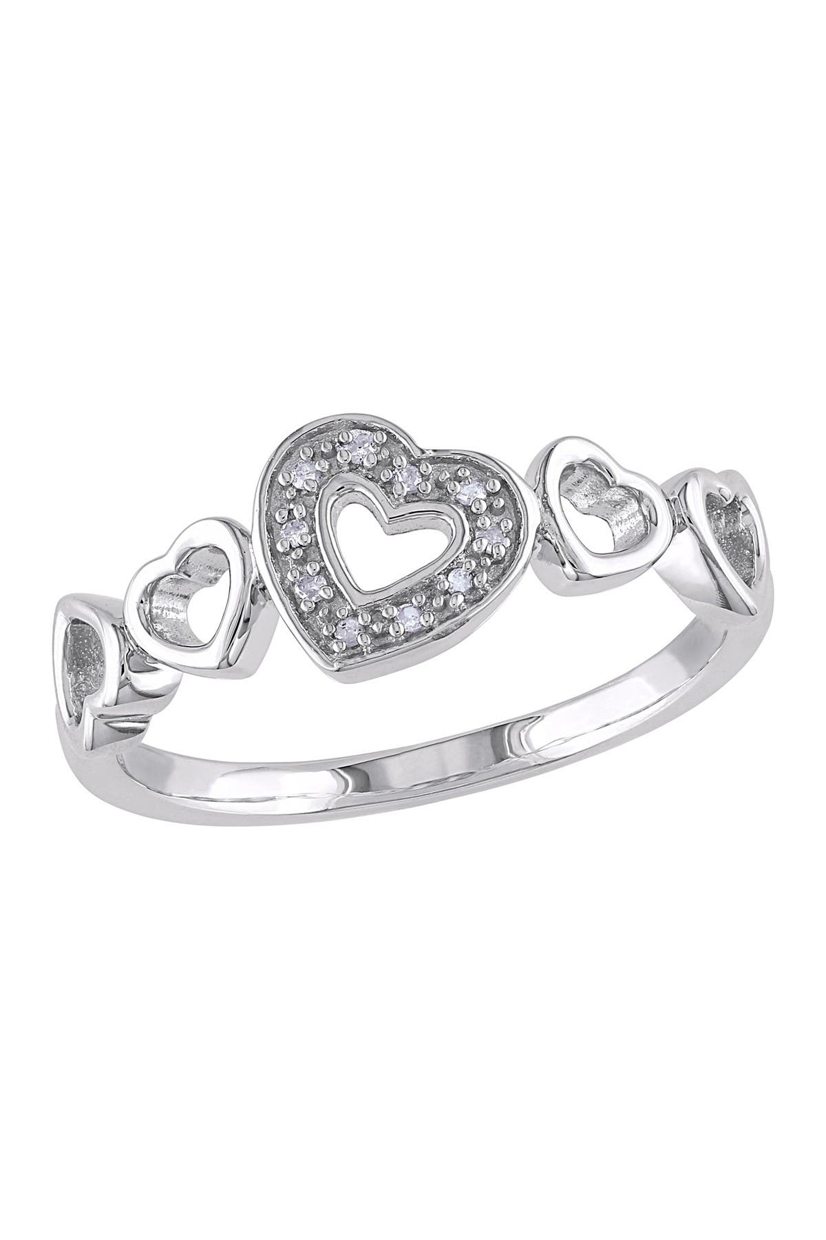 DELMAR Sterling Silver Diamond Multi-Heart Ring - 0.03 ctw