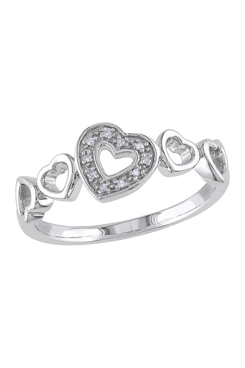 Sterling Silver Diamond Multi-Heart Ring - 0.03 ctw, Main, color, SILVER