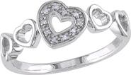 DELMAR Sterling Silver Diamond Multi-Heart Ring - 0.03 ctw