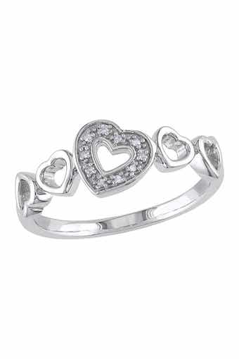 Sterling Silver Diamond Multi-Heart Ring - 0.03 ctw