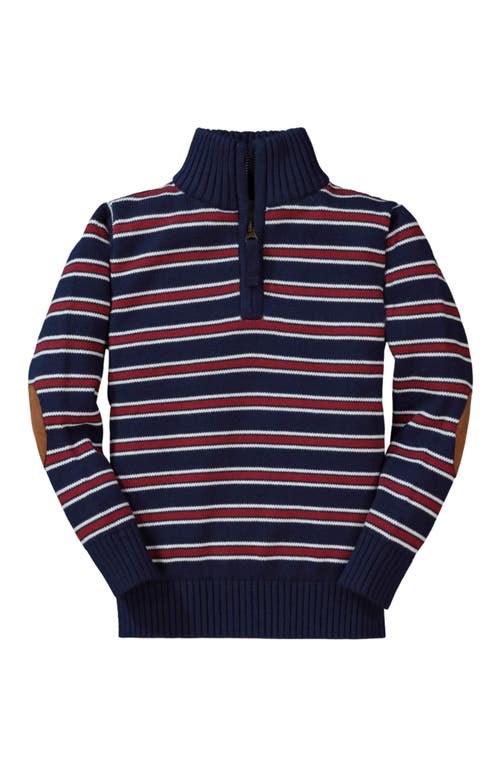 Hope & Henry Baby Boys' Half Zip Pullover Sweater with Elbow Patches, Infant in Navy Stripe With Elbow Patches  product