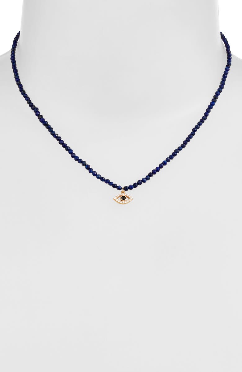Argento Vivo Sterling Silver Evil Eye Pendant Beaded Necklace, Alternate, color,