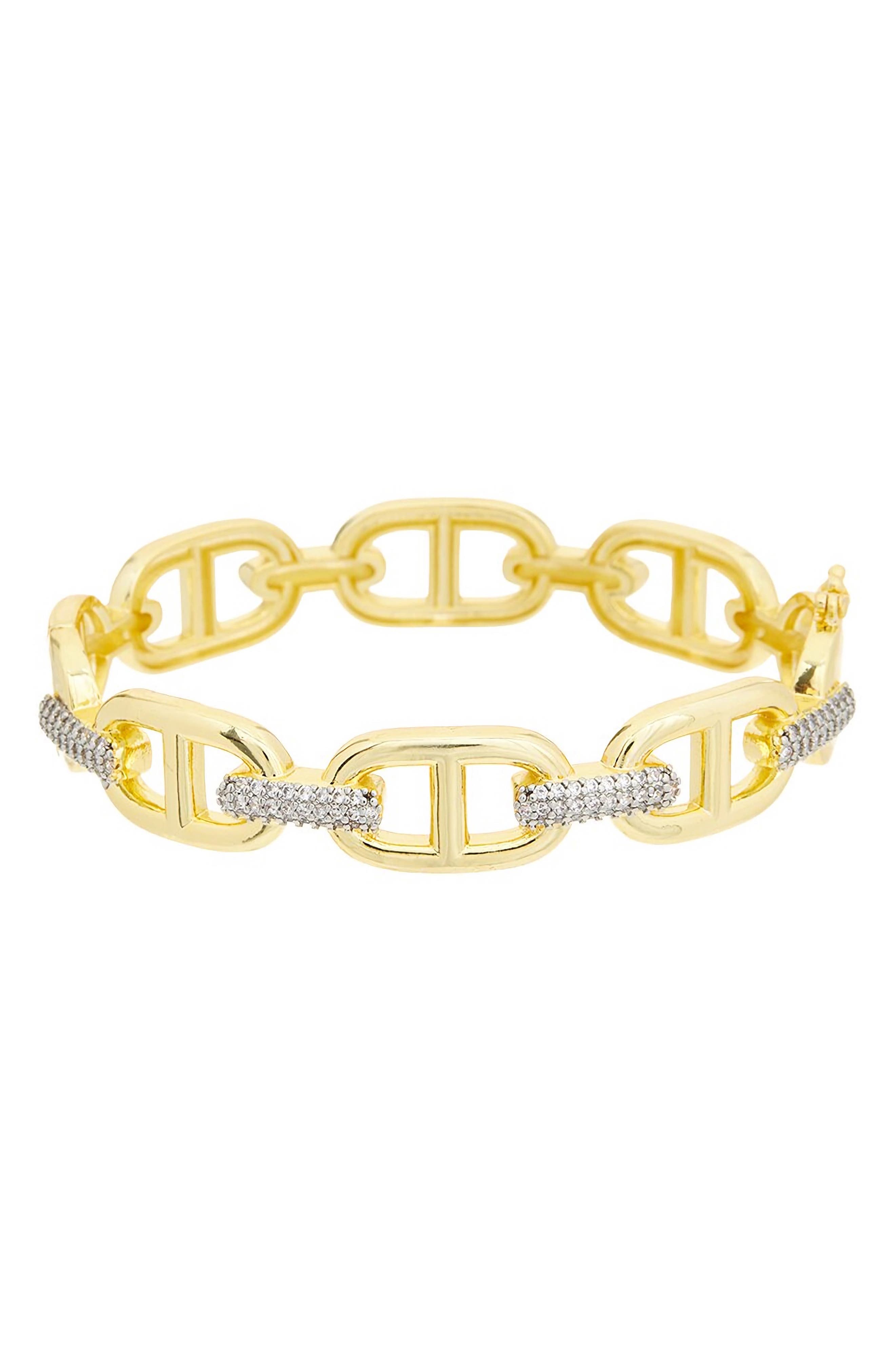 Juvell Pavé Cubic Zirconia Mariner Link Bangle Bracelet