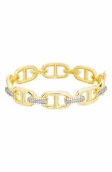 Pavé Cubic Zirconia Mariner Link Bangle Bracelet