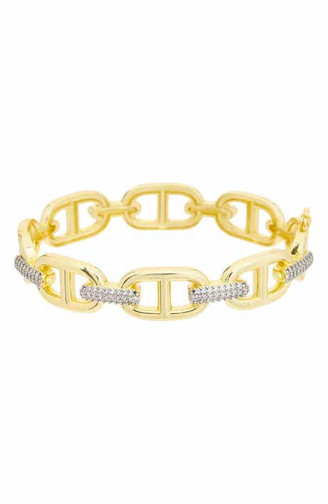 Juvell Pavé Cubic Zirconia Mariner Link Bangle Bracelet