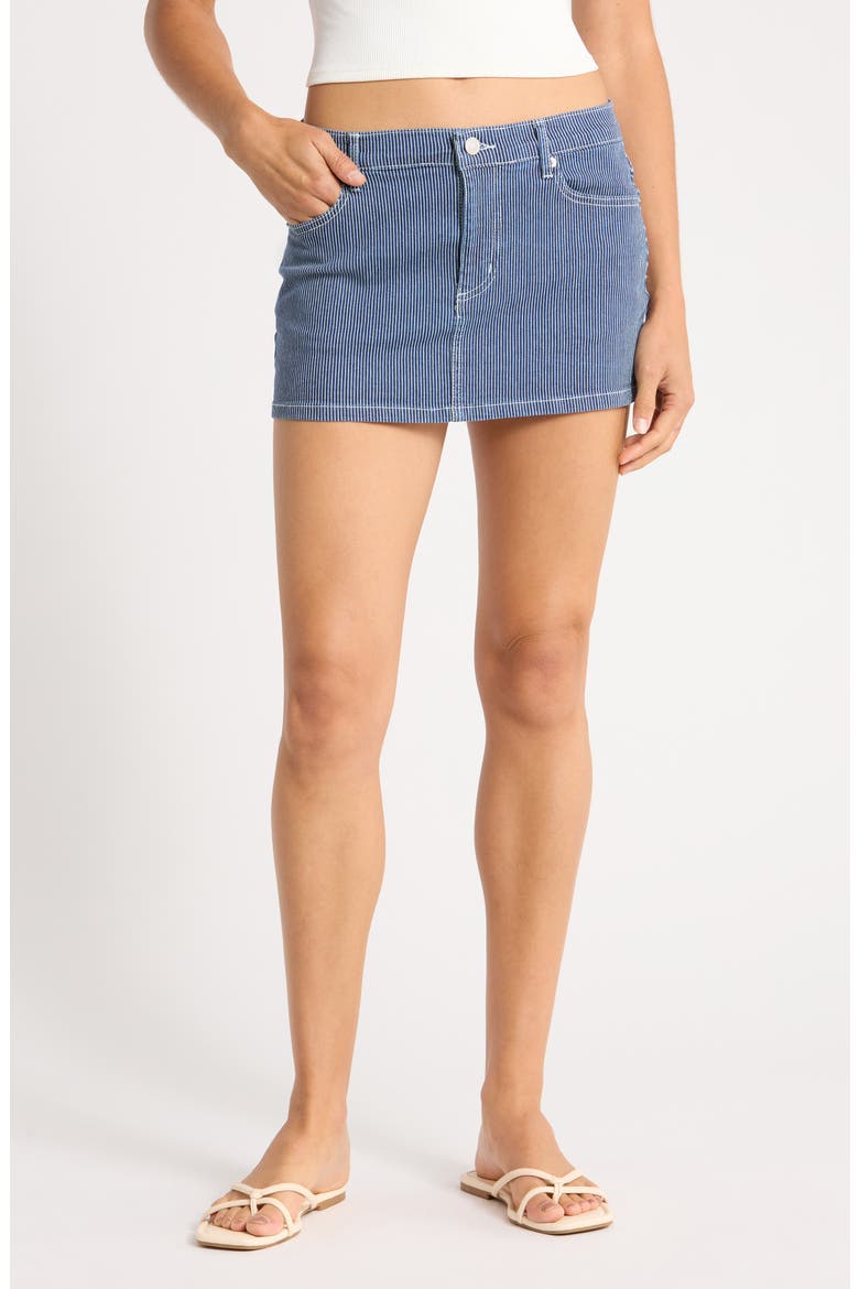 Pinstripe Denim Miniskirt, Main, color, DENIM STRIPE