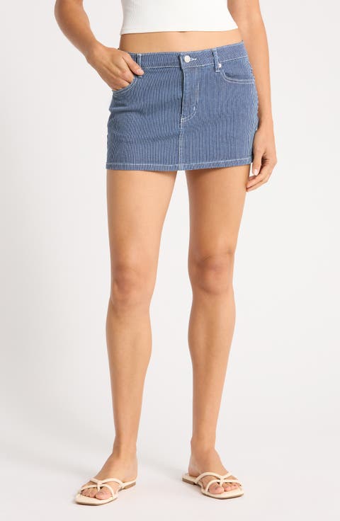 Pinstripe Denim Miniskirt