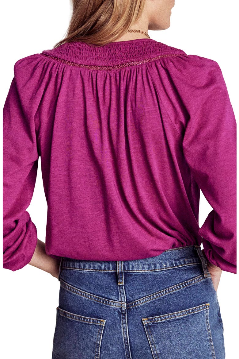 Georgia Smocked Jersey Top, Alternate, color, RICH MAGENTA