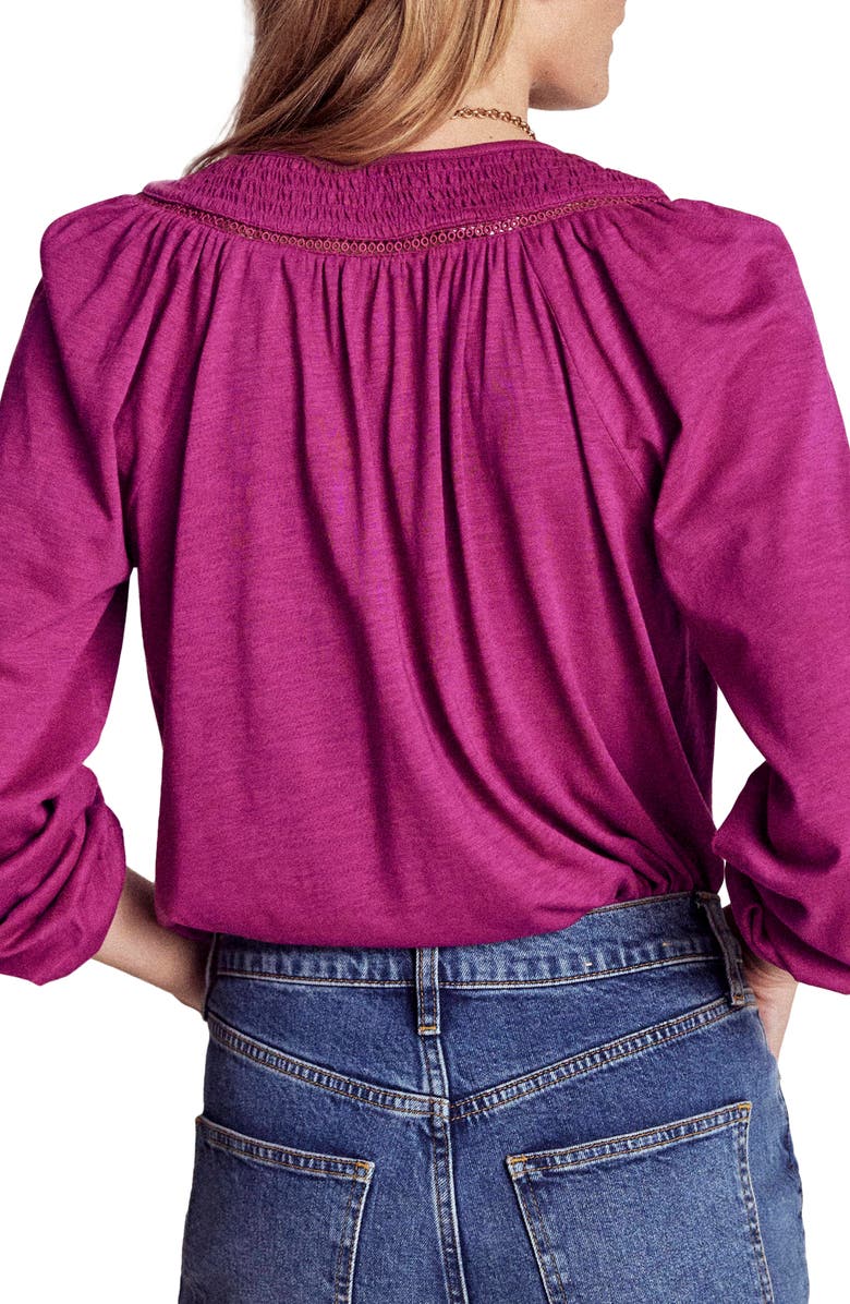 Boden Georgia Smocked Jersey Top, Alternate, color, Rich Magenta