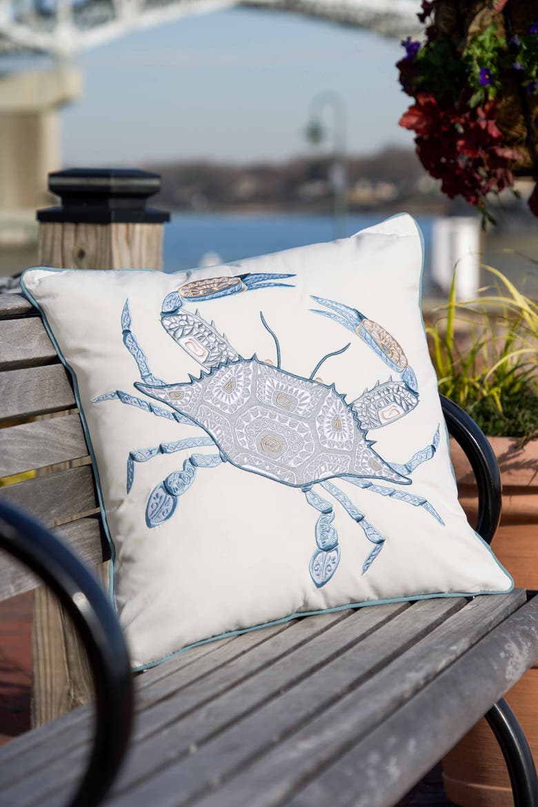 Sea Glass Crab Indoor/Outdoor Accent Throw Pillow 20" x 20", Alternate, color, Blue