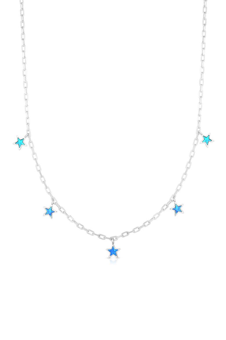 Sterling Silver & Opal Charm Necklace, Main, color, SILVER