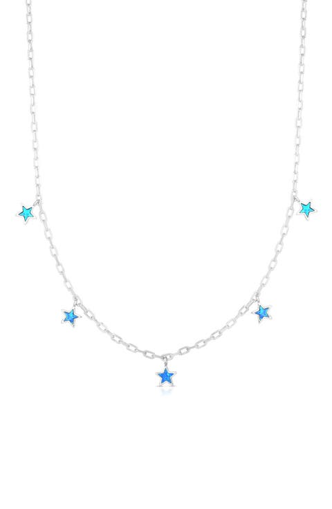 Sterling Silver & Opal Charm Necklace