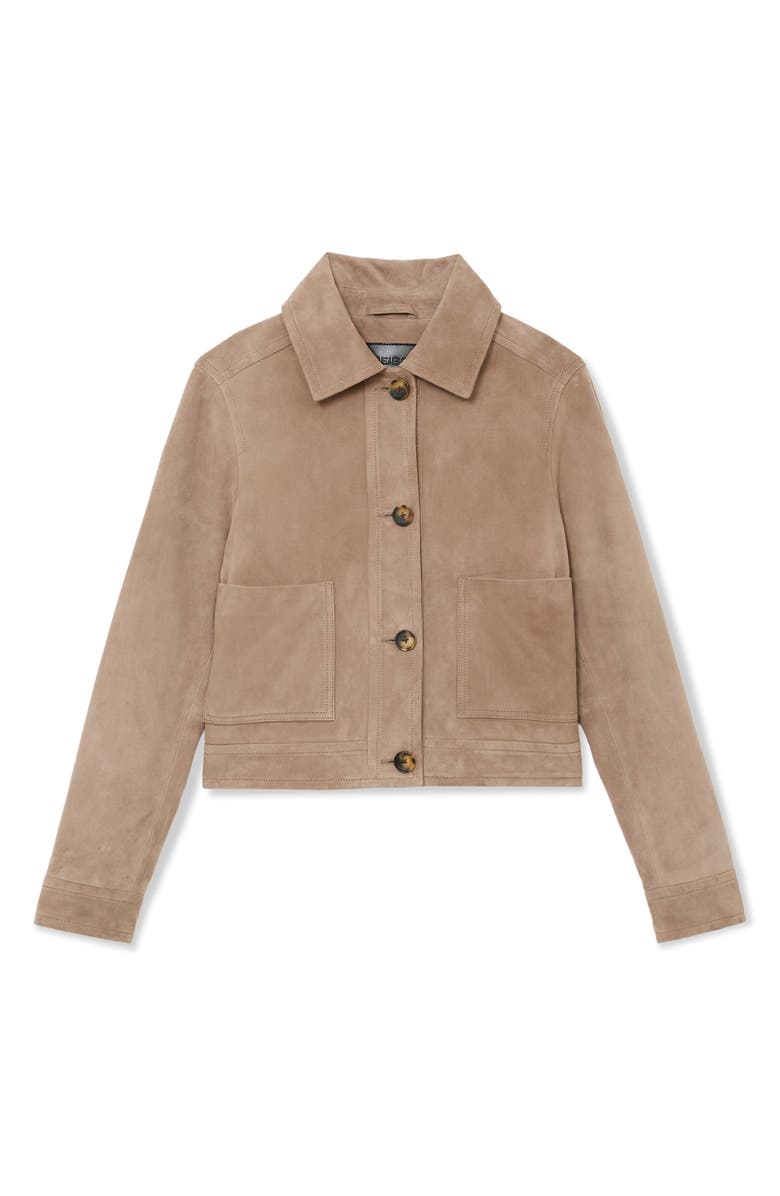 Reiss Sonny Suede Crop Jacket, Alternate, color, Neutral