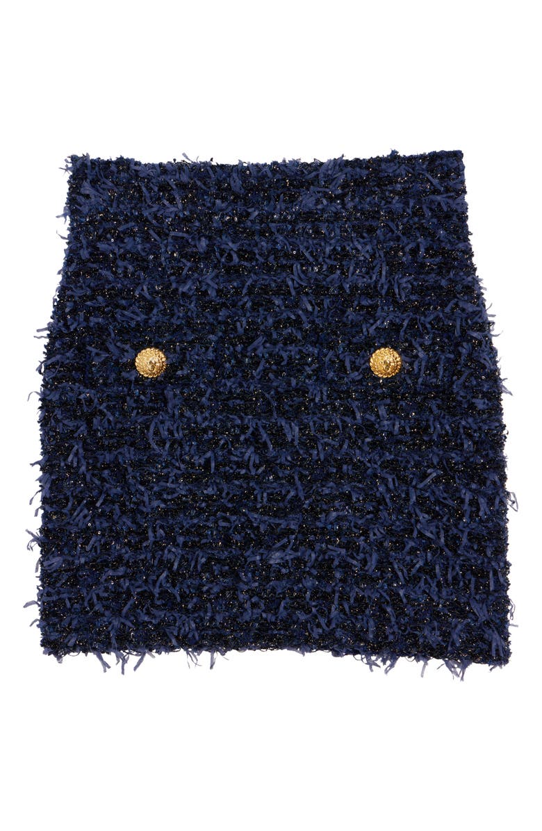 Balmain Two-Button Tweed Miniskirt, Alternate, color,